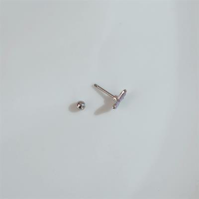 Mor Kelebekli Piercing Helix Kıkırdak Conch Lob Silver
