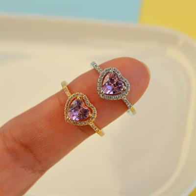 Pembe Kalpli Yüzük Ayarlanabilir Yüzük Hediye Paketli Yüzük Ciddi İlişki Yüzüğü Sevgili Yüzüğü