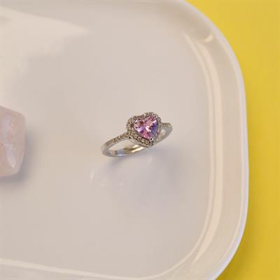 Pembe Kalpli Yüzük Ayarlanabilir Yüzük Hediye Paketli Yüzük Ciddi İlişki Yüzüğü Sevgili Yüzüğü Silver