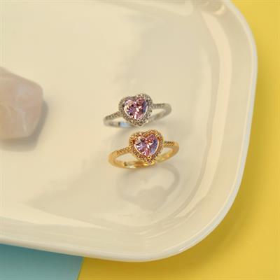 Pembe Kalpli Yüzük Ayarlanabilir Yüzük Hediye Paketli Yüzük Ciddi İlişki Yüzüğü Sevgili Yüzüğü Silver