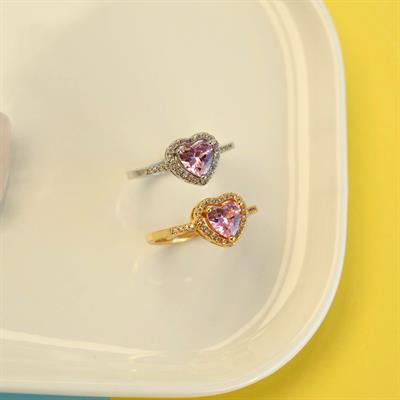 Pembe Kalpli Yüzük Ayarlanabilir Yüzük Hediye Paketli Yüzük Ciddi İlişki Yüzüğü Sevgili Yüzüğü Silver