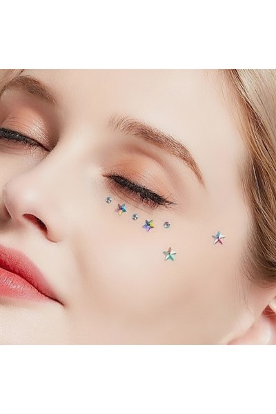 Renkli Yıldız Yüz Ve Vücut Taşı Makeup Stickers Kendinden Yapışkanlı Makyaj Taşı Tırnak Taşı Ha