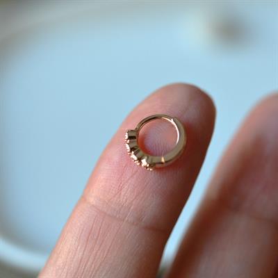 Rose Gold Renk Cerrahi Çelik Taşlı Halka Tragus Piercing Helix Lob Kıkırdak