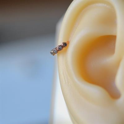 Rose Gold Renk Cerrahi Çelik Taşlı Halka Tragus Piercing Helix Lob Kıkırdak