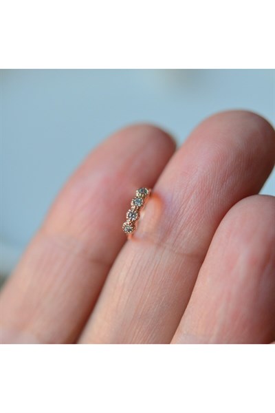 Rose Gold Renk Cerrahi Çelik Taşlı Halka Tragus Piercing Helix Lob Kıkırdak