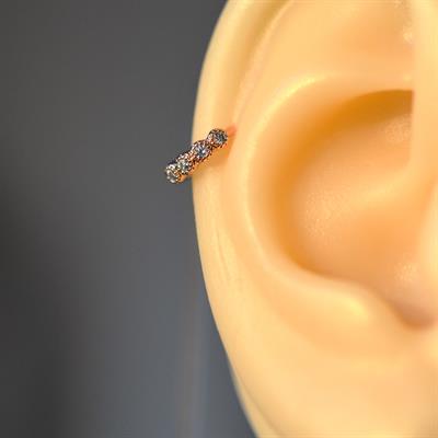 Rose Gold Renk Cerrahi Çelik Taşlı Halka Tragus Piercing Helix Lob Kıkırdak