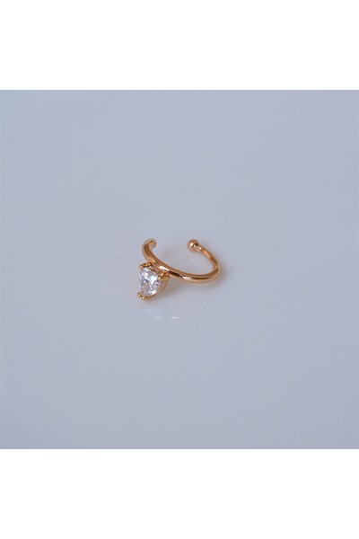 Rose Gold Renk Tektaş Earcuff Sıkıştırma Kıkırdak Küpesi Delik Gerektirmez