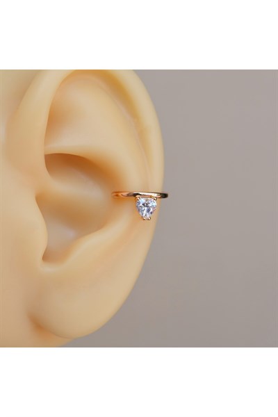 Rose Gold Renk Tektaş Earcuff Sıkıştırma Kıkırdak Küpesi Delik Gerektirmez