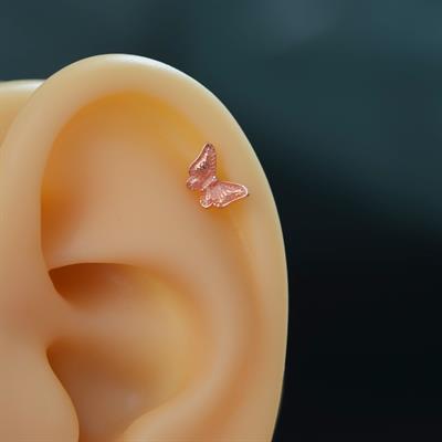 Rose Kelebekli Çelik Piercing Helix Kıkırdak Conch Lob