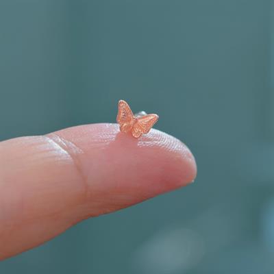 Rose Kelebekli Çelik Piercing Helix Kıkırdak Conch Lob