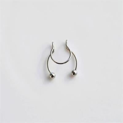 Silver Renk 316 L Paslanmaz Çelik Fake Piercing Sıkıştırmalı Labret Piercing Delik Gerektirmez