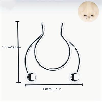 Silver Renk 316 L Paslanmaz Çelik Fake Piercing Sıkıştırmalı Labret Piercing Delik Gerektirmez