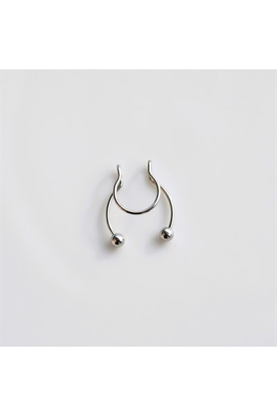 Silver Renk 316 L Paslanmaz Çelik Fake Piercing Sıkıştırmalı Labret Piercing Delik Gerektirmez