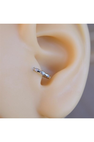 Silver Renk Cerrahi Çelik İnce Halka Tragus Piercing Helix Lob Kıkırdak