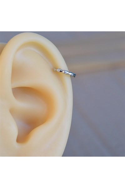 Silver Renk Cerrahi Çelik İnce Halka Tragus Piercing Helix Lob Kıkırdak