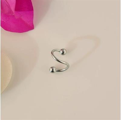 Silver Renk Cerrahi Çelik Spiral Piercing Kulak Dudak Burun Kaş Kıvrımlı Piercing