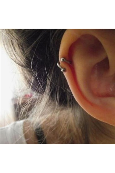Silver Renk Cerrahi Çelik Spiral Piercing Kulak Dudak Burun Kaş Kıvrımlı Piercing