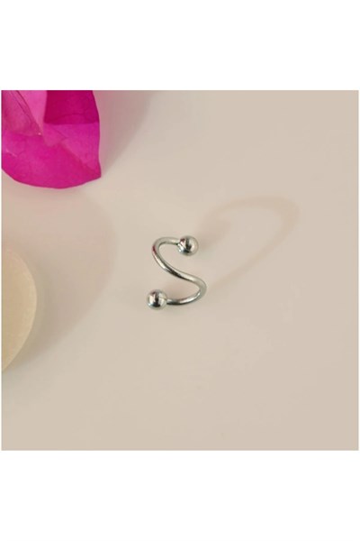 Silver Renk Cerrahi Çelik Spiral Piercing Kulak Dudak Burun Kaş Kıvrımlı Piercing