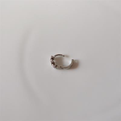 Silver Renk Cerrahi Çelik Taşlı Halka Tragus Piercing Helix Lob Kıkırdak