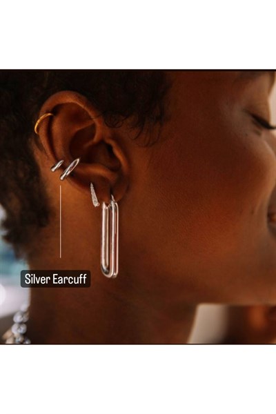 Silver Renk Delik Gerektirmeyen Düz Earcuff Kıkırdak Küpesi