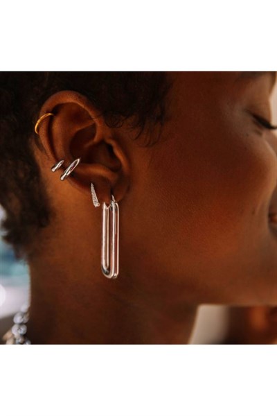 Silver Renk Delik Gerektirmeyen Düz Earcuff Kıkırdak Küpesi