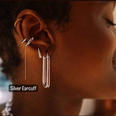 Silver Renk Delik Gerektirmeyen Düz Earcuff Kıkırdak Küpesi