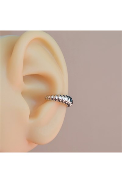 Silver Renk Deniz Kabuğu Model Earcuff Sıkıştırma Kıkırdak Küpe