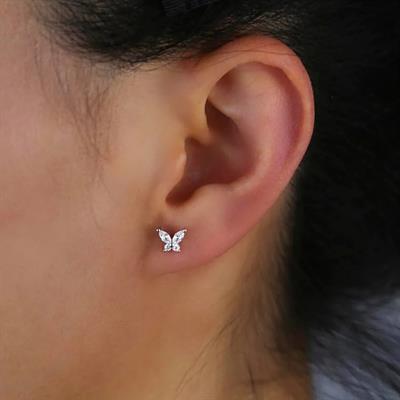 Silver Renkli Kelebek Helix Piercing Tragus Lob Conch 8 mm