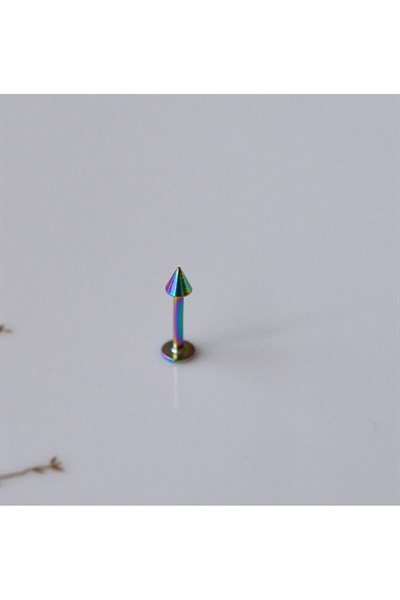 Sivri Uçlu Cerrahi Çelik Tragus Piercing Helix Kıkırdak 8 Mm Hologram Renk