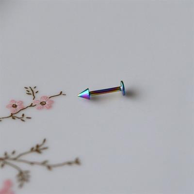 Sivri Uçlu Cerrahi Çelik  Tragus Piercing Helix Kıkırdak 8 Mm Hologram Renk