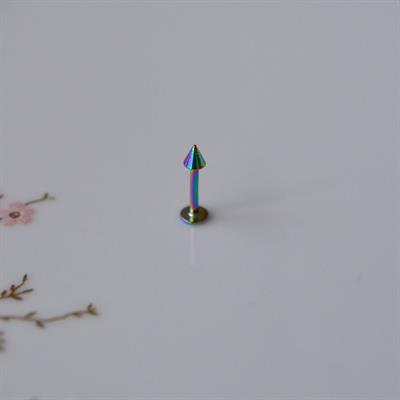 Sivri Uçlu Cerrahi Çelik  Tragus Piercing Helix Kıkırdak 8 Mm Hologram Renk