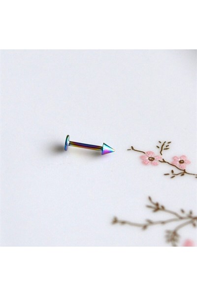 Sivri Uçlu Cerrahi Çelik Tragus Piercing Helix Kıkırdak 8 Mm Hologram Renk