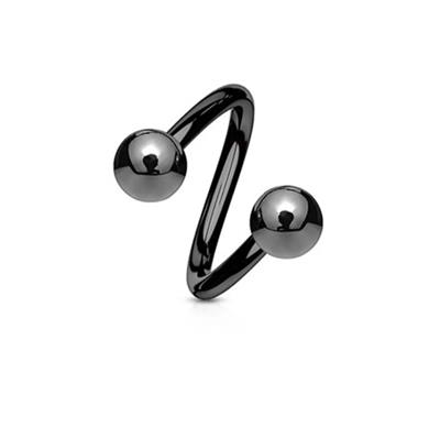 Siyah Renk Cerrahi Çelik Spiral Piercing Kulak Dudak Burun Kaş Kıvrımlı Piercing
