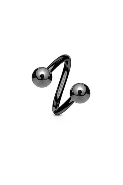 Siyah Renk Cerrahi Çelik Spiral Piercing Kulak Dudak Burun Kaş Kıvrımlı Piercing