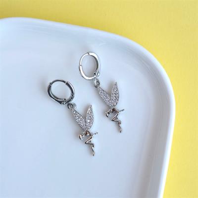 Su Perisi Charmlı Küpe Perili Küpe Silver Renkli