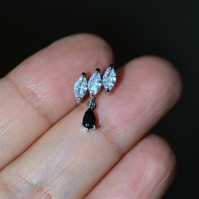 Taş Sallantılı Helix Piercing Kıkırdak Cerrahi Çelik Gümüş Renk