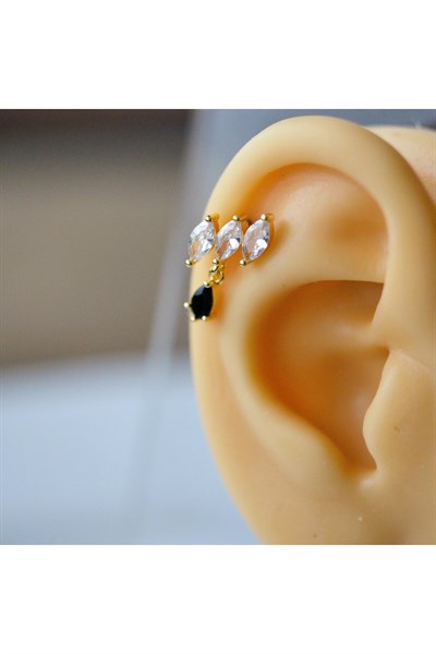 Taş Sallantılı Helix Piercing Kıkırdak Cerrahi Çelik Gold Renk