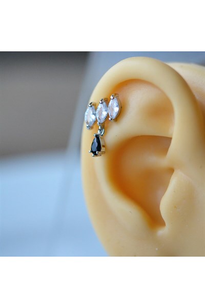 Taş Sallantılı Helix Piercing Kıkırdak Cerrahi Çelik Gümüş Renk