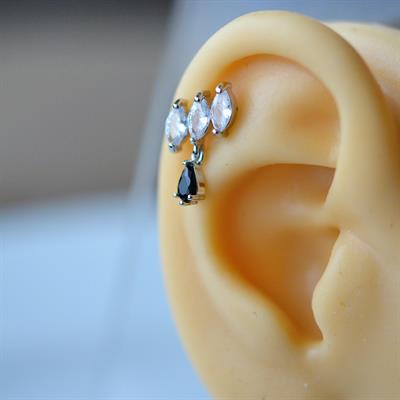 Taş Sallantılı Helix Piercing Kıkırdak Cerrahi Çelik Gümüş Renk