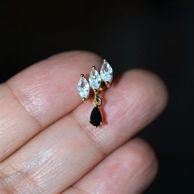 Taş Sallantılı Helix Piercing Kıkırdak Cerrahi Çelik Gold Renk