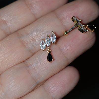 Taş Sallantılı Helix Piercing Kıkırdak Cerrahi Çelik Gold Renk