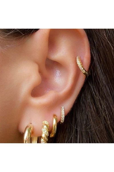 Taşlı Halka Piercing Tragus Helix Daith Anti Tragus Kıkırdak