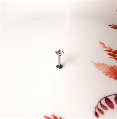 Tektaş Çelik Piercing  Tragus Helix Kıkırdak Conch Gümüş Renk 8 mm