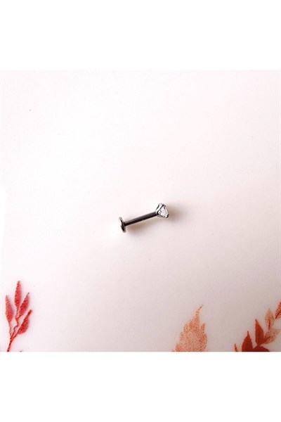 Tektaş Çelik Piercing Tragus Helix Kıkırdak Conch Gümüş Renk 8 mm