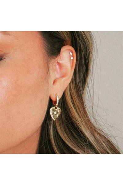 Tektaş Çelik Piercing Tragus Helix Kıkırdak Conch Gold Renk 8 mm