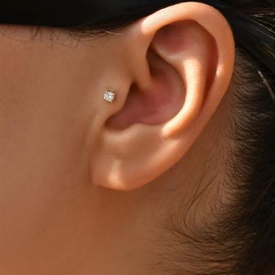 Tektaş Cerrahi Çelik Piercing Tragus Helix Kıkırdak Conch Gold Renk 8 mm (2 Adet)