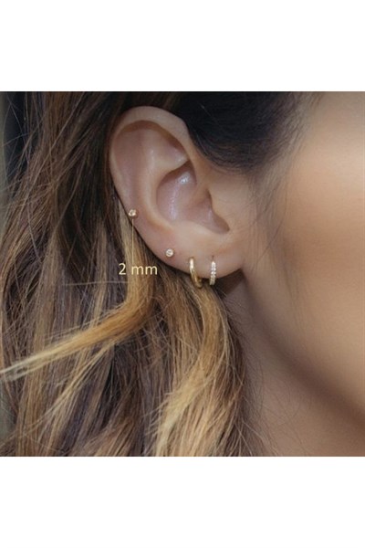 Tektaş Cerrahi Çelik Piercing Tragus Helix Kıkırdak Conch Gold Renk 6 mm (2 Adet)