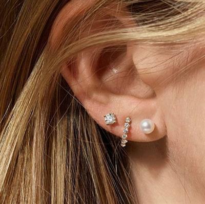 Tektaş Küpe 6 mm Zirkon Taşlı Rodyumlu