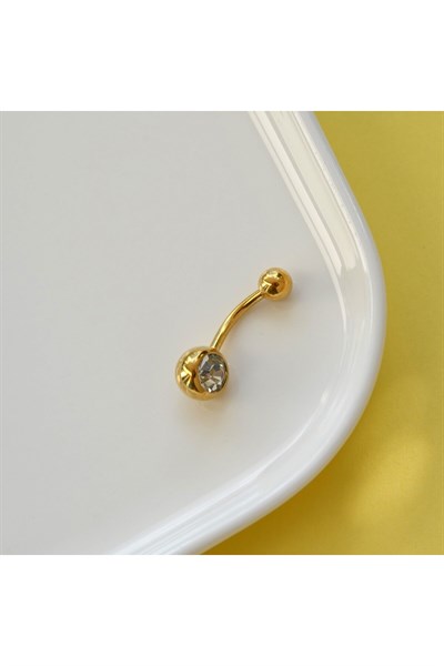 Tektaş Minimal Göbek Piercingi Çelik Gold Renkli