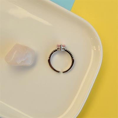 Tektaş Pembe Kalpli Yüzük Hediye Paketli Yüzük Ciddi İlişki Yüzüğü Sevgili Yüzüğü Ayarlanabilir Silver